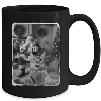 Funny Cat Selfie With Santa Christmas Cat Lover Men Women Mug | teecentury