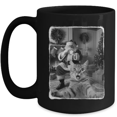 Funny Cat Selfie With Santa Christmas Cat Lover Men Women Mug | teecentury