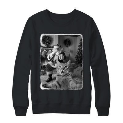Funny Cat Selfie With Santa Christmas Cat Lover Men Women Shirt & Sweatshirt | teecentury