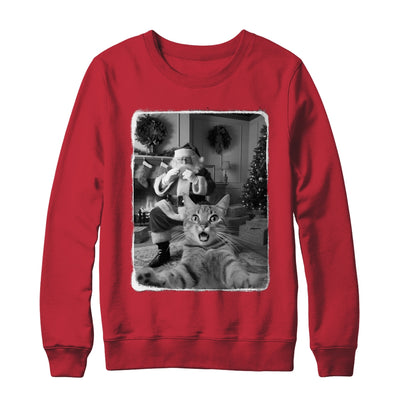 Funny Cat Selfie With Santa Christmas Cat Lover Men Women Shirt & Sweatshirt | teecentury
