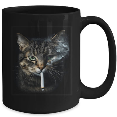 Funny Cat Smoking Cigarette Tabby Cat Meme Father's Day Men Mug | teecentury