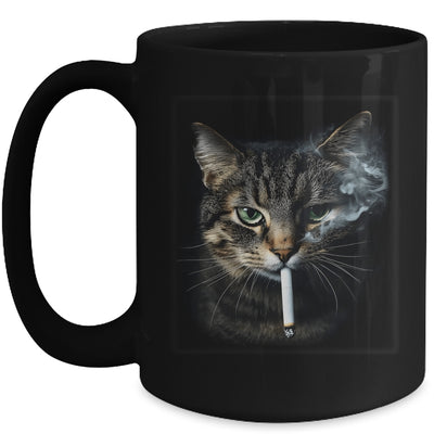 Funny Cat Smoking Cigarette Tabby Cat Meme Father's Day Men Mug | teecentury