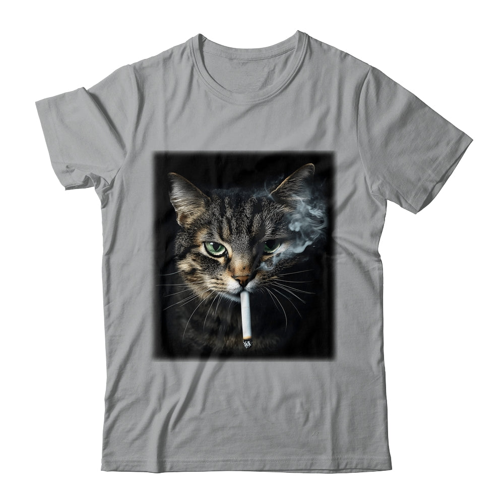 Funny Cat Smoking Cigarette Tabby Cat Meme Father's Day Men Shirt & Hoodie | teecentury