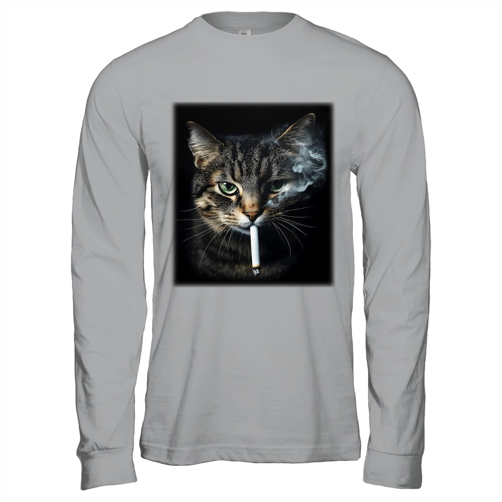 Funny Cat Smoking Cigarette Tabby Cat Meme Father's Day Men Shirt & Hoodie | teecentury