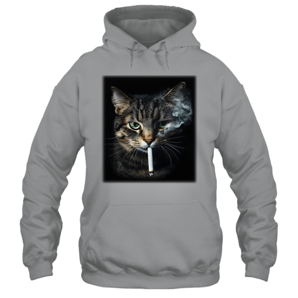 Funny Cat Smoking Cigarette Tabby Cat Meme Father's Day Men Shirt & Hoodie | teecentury
