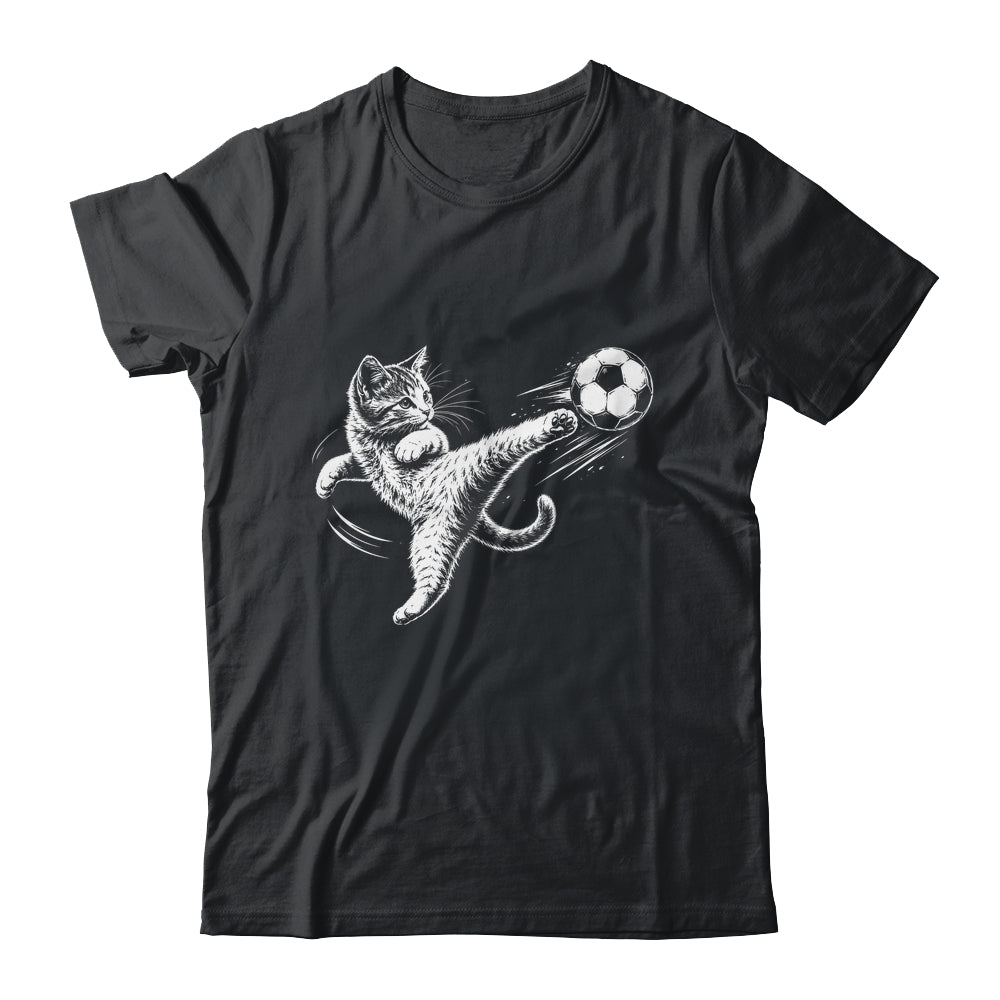 Funny Cat Soccer Ball Graphic Playing Football Cat Men Women Shirt & Hoodie | teecentury
