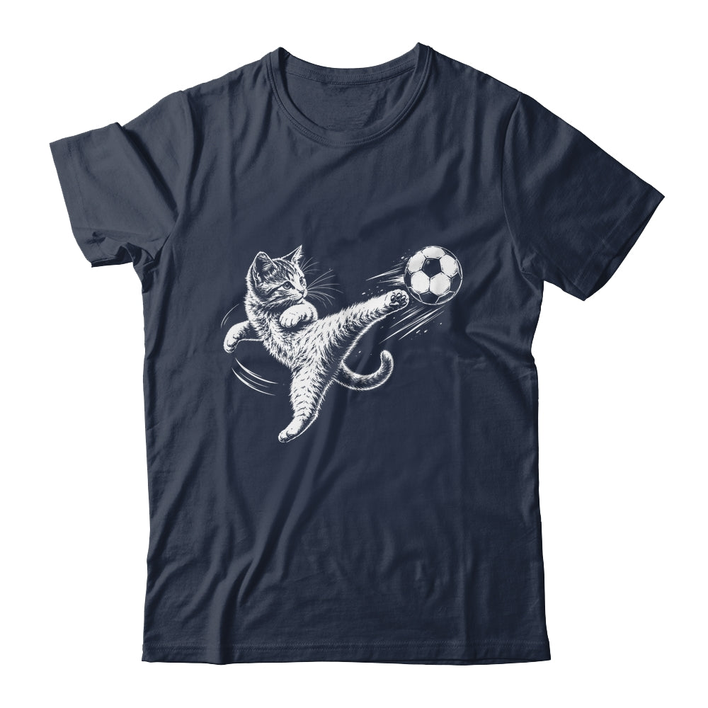 Funny Cat Soccer Ball Graphic Playing Football Cat Men Women Shirt & Hoodie | teecentury