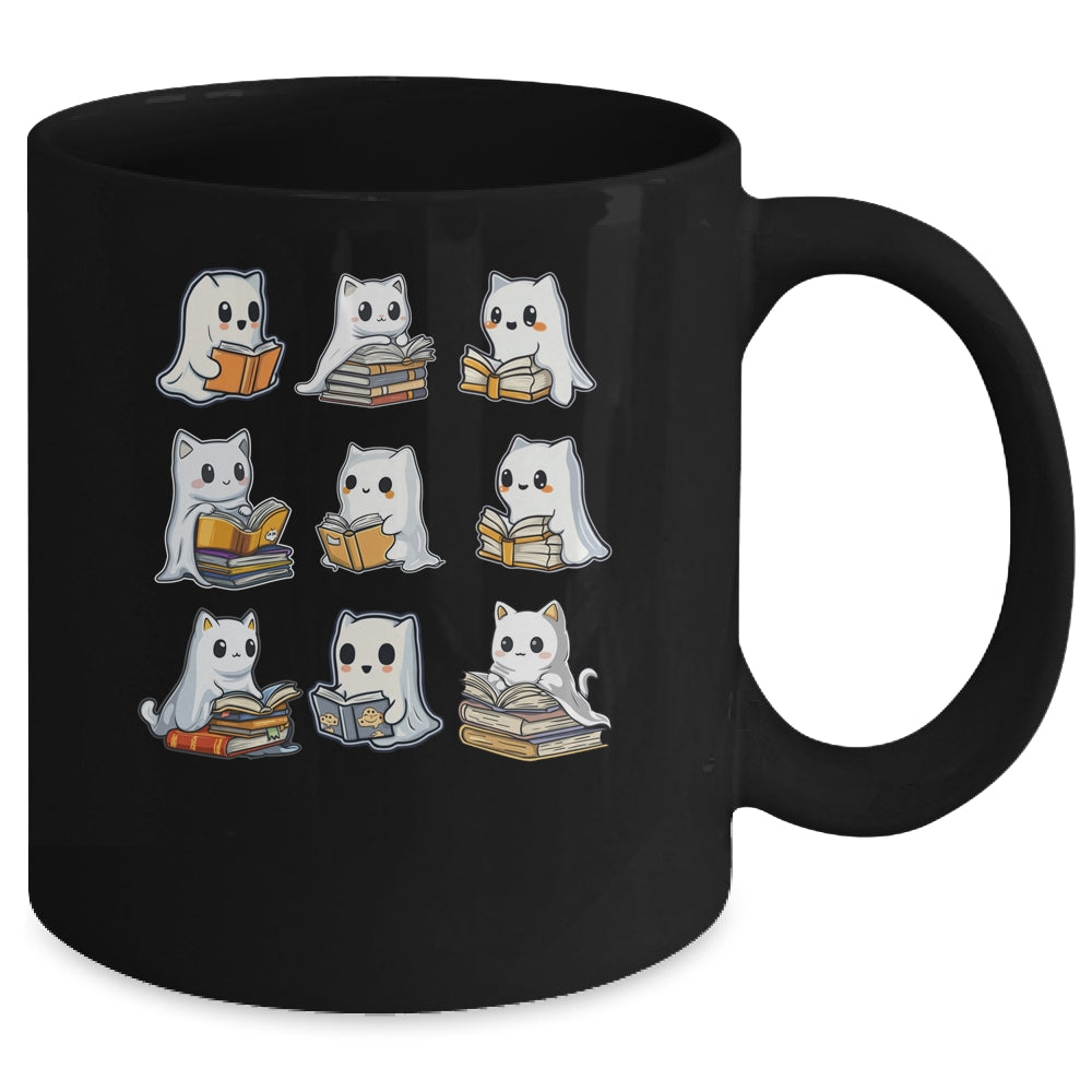 Funny Cats Reading Halloween Cute Cats Ghosts Reading Books Mug | teecentury