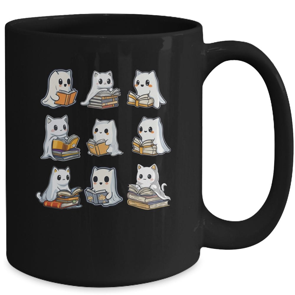 Funny Cats Reading Halloween Cute Cats Ghosts Reading Books Mug | teecentury