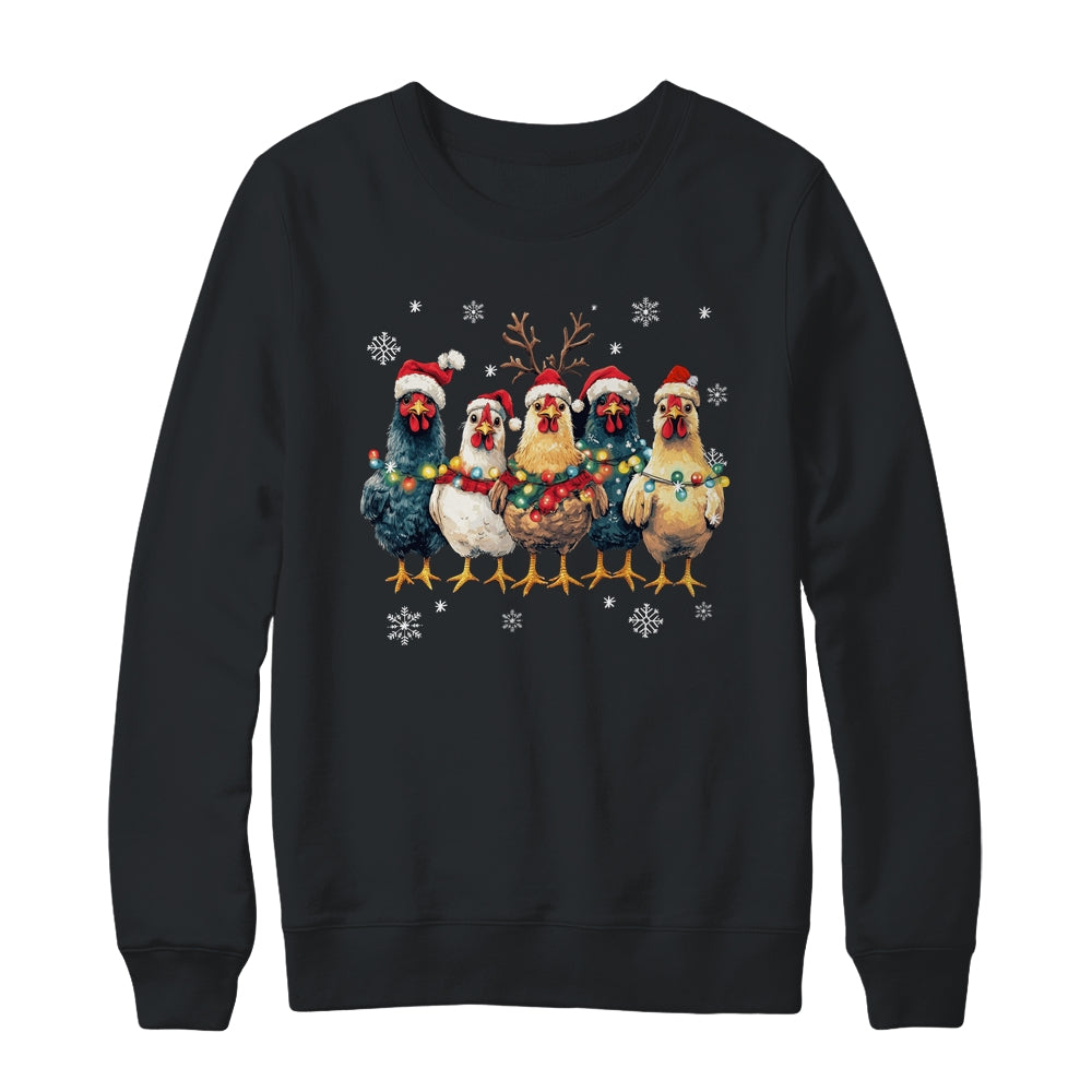 Funny Chicken Christmas Lights Farm Animal Cute Xmas Holiday Shirt & Sweatshirt | teecentury