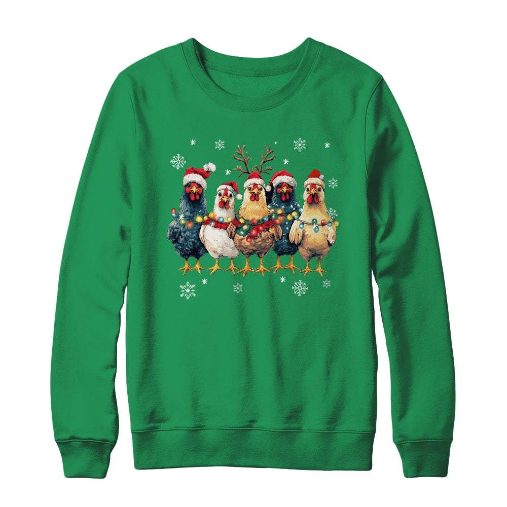 Funny Chicken Christmas Lights Farm Animal Cute Xmas Holiday Shirt & Sweatshirt | teecentury