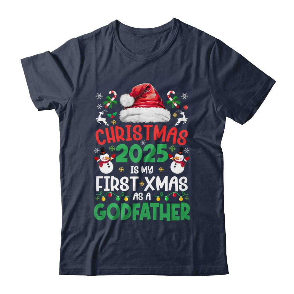 Funny Christmas 2025 Is My First Xmas As A Godfather Family Shirt & Sweatshirt | teecentury