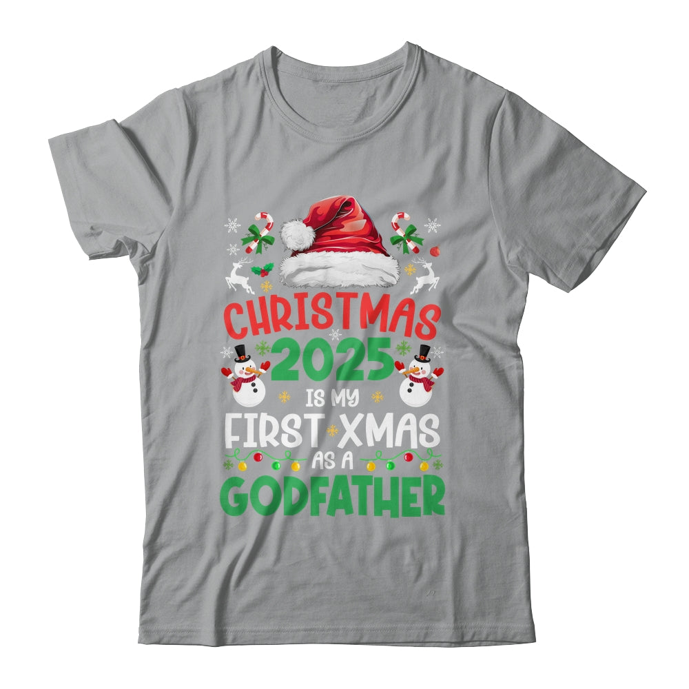 Funny Christmas 2025 Is My First Xmas As A Godfather Family Shirt & Sweatshirt | teecentury