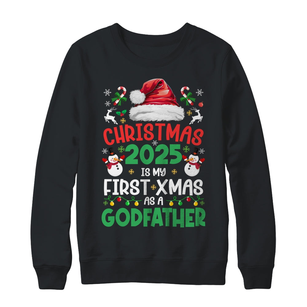 Funny Christmas 2025 Is My First Xmas As A Godfather Family Shirt & Sweatshirt | teecentury