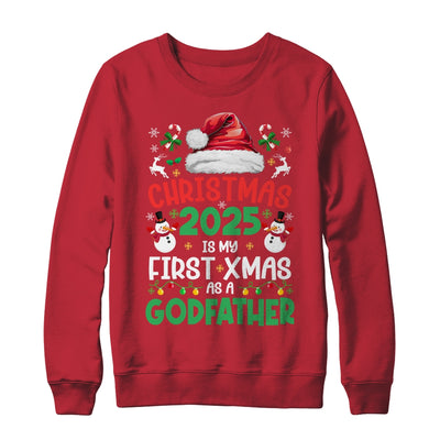 Funny Christmas 2025 Is My First Xmas As A Godfather Family Shirt & Sweatshirt | teecentury