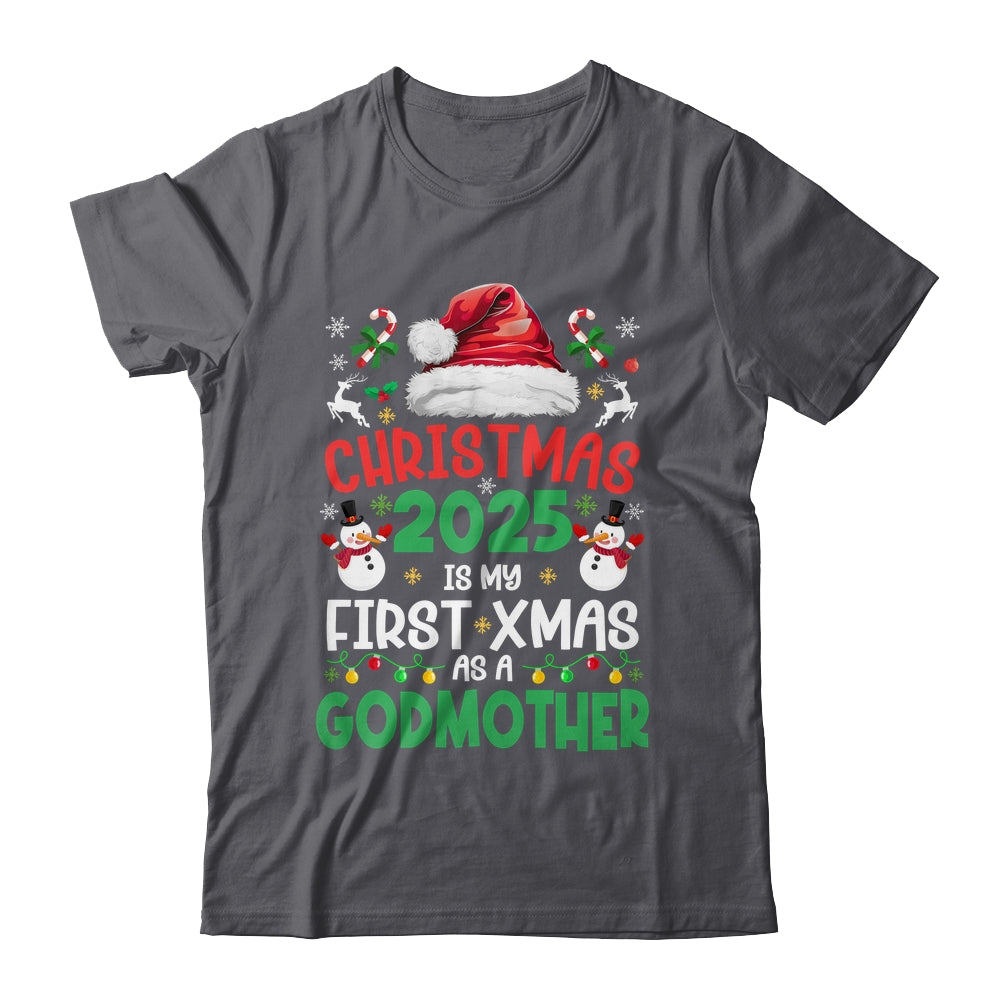 Funny Christmas 2025 Is My First Xmas As A Godmother Family Shirt & Sweatshirt | teecentury