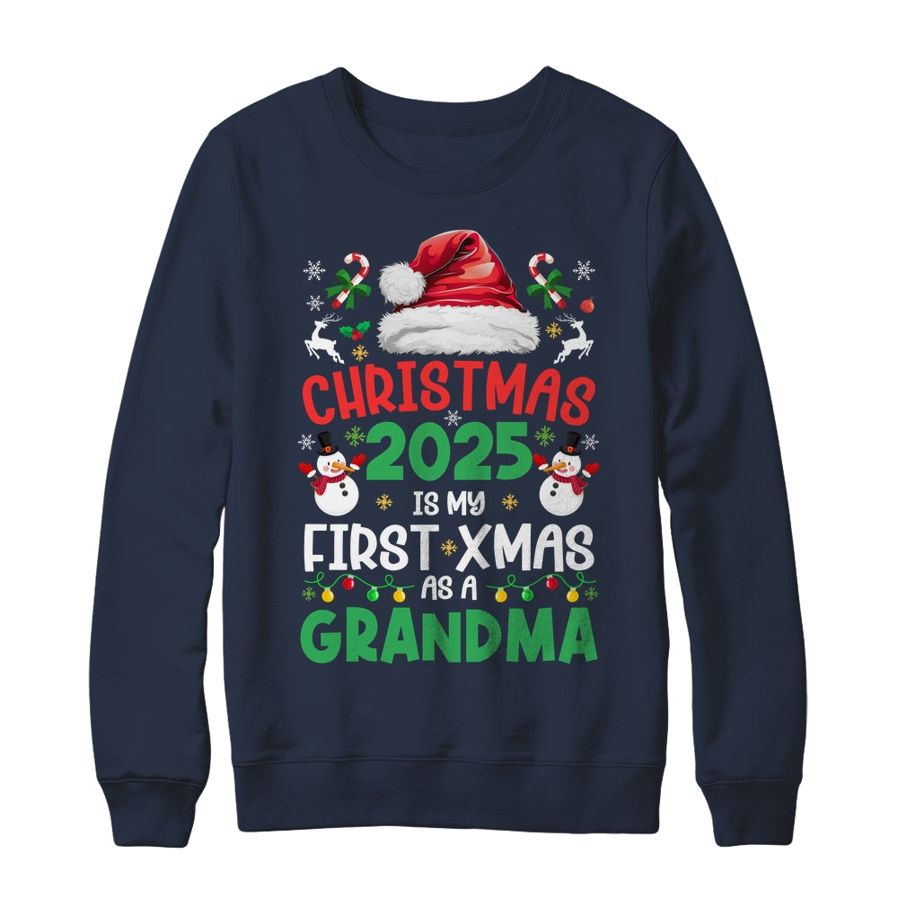 Funny Christmas 2025 Is My First Xmas As A Grandma Family Shirt & Sweatshirt | teecentury