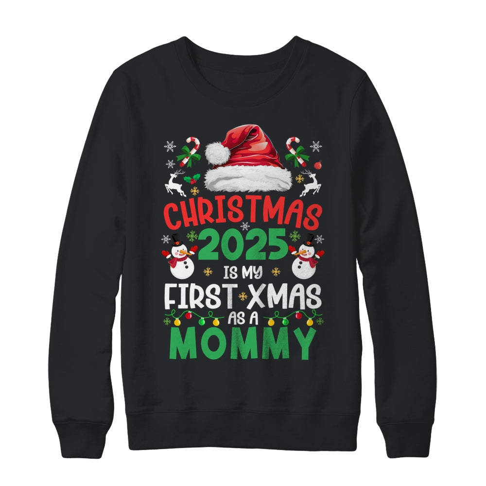 Funny Christmas 2025 Is My First Xmas As A Mommy Family Shirt & Sweatshirt | teecentury