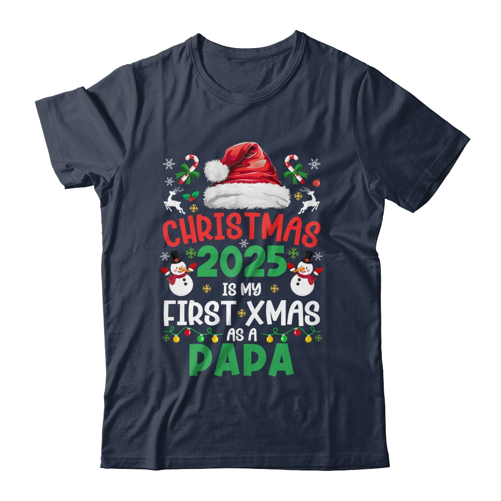 Funny Christmas 2025 Is My First Xmas As A Papa Family Shirt & Sweatshirt | teecentury