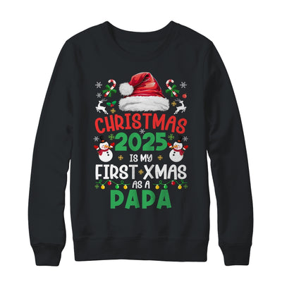 Funny Christmas 2025 Is My First Xmas As A Papa Family Shirt & Sweatshirt | teecentury