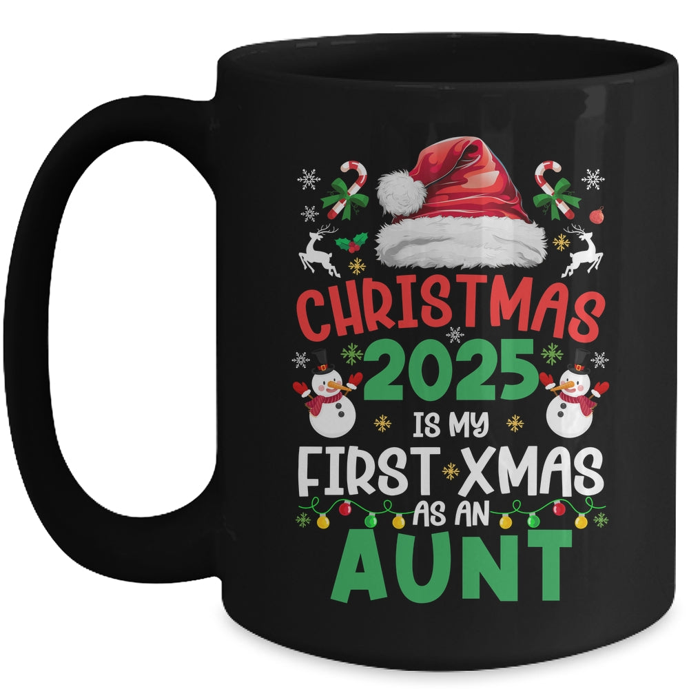 Funny Christmas 2025 Is My First Xmas As An Aunt Family Mug | teecentury