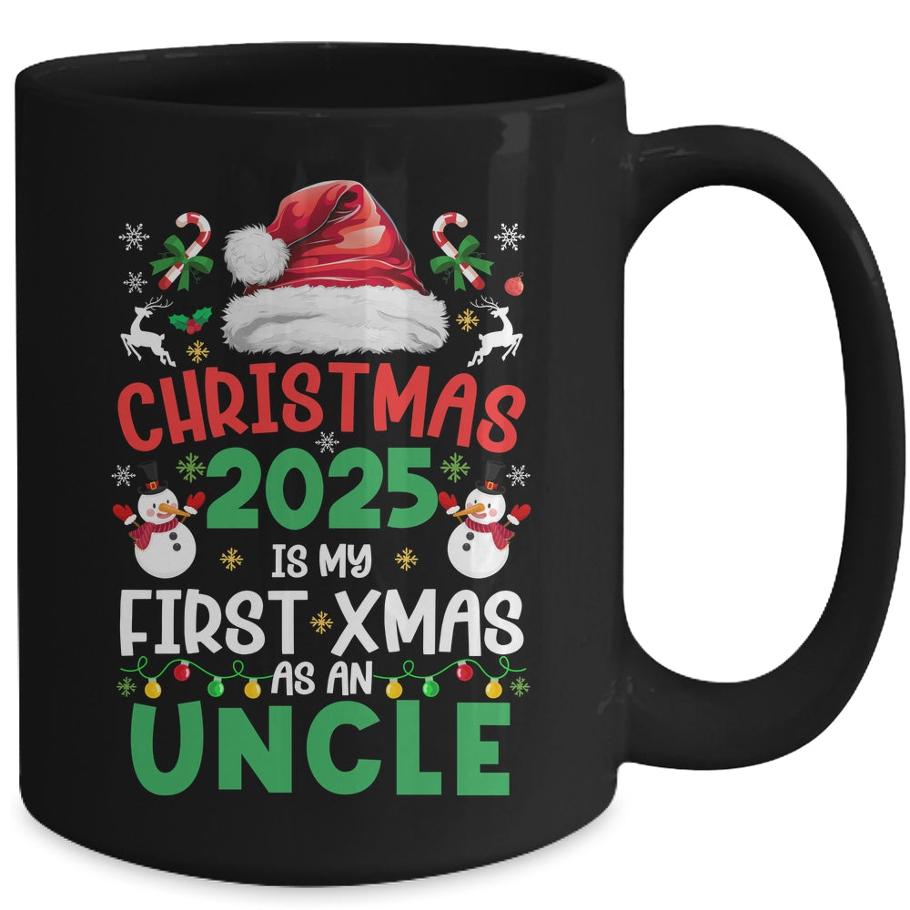 Funny Christmas 2025 Is My First Xmas As An Uncle Family Mug | teecentury