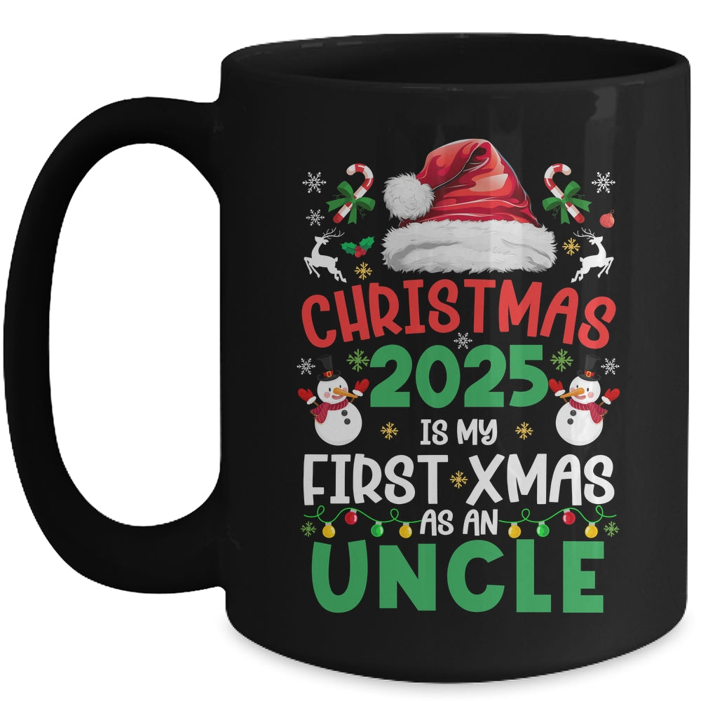 Funny Christmas 2025 Is My First Xmas As An Uncle Family Mug | teecentury