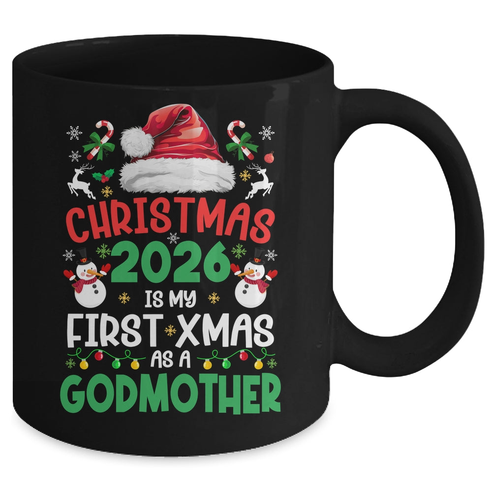 Funny Christmas 2026 Is My First Xmas As A Godmother Family Mug | teecentury