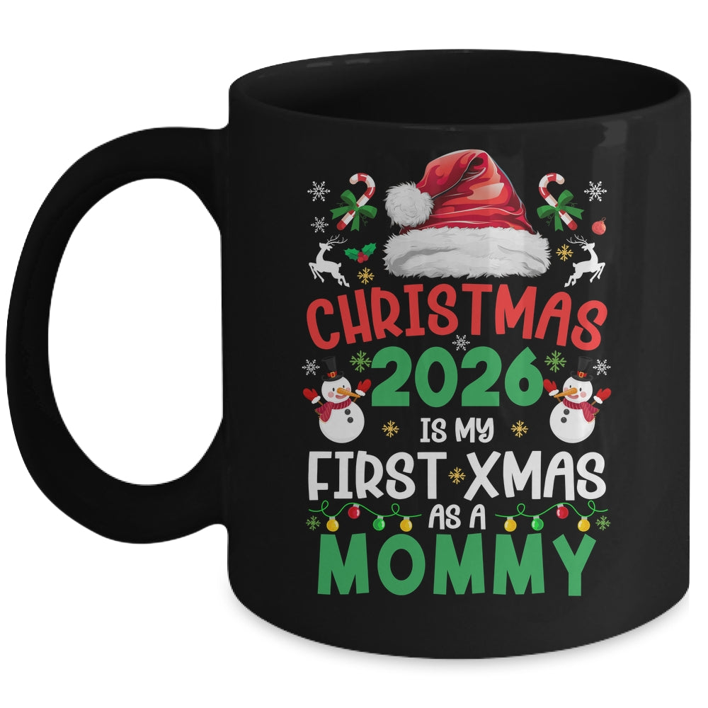 Funny Christmas 2026 Is My First Xmas As A Mommy Family Mug | teecentury