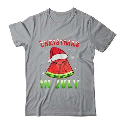 Funny Christmas In July Shirt Summer Watermelon Santa Hat Shirt & Tank Top | teecentury