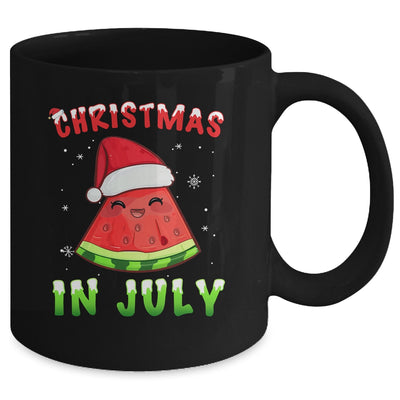 Funny Christmas In July Shirt Summer Watermelon Santa Hat Mug | teecentury