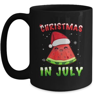 Funny Christmas In July Shirt Summer Watermelon Santa Hat Mug | teecentury