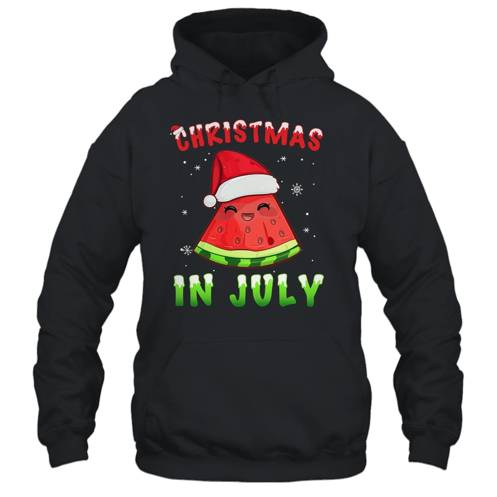 Funny Christmas In July Shirt Summer Watermelon Santa Hat Shirt & Tank Top | teecentury