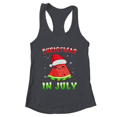 Funny Christmas In July Shirt Summer Watermelon Santa Hat Shirt & Tank Top | teecentury