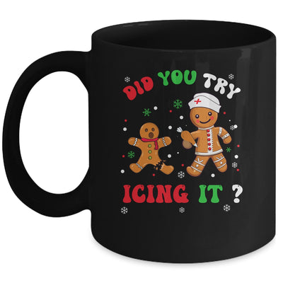 Funny Christmas Nurse Gingerbread Man Did You Try Icing It Mug | teecentury