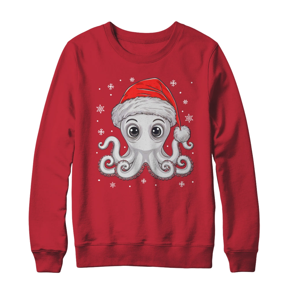 Funny Christmas Octopus Santa Hat Octopus Lovers Men Women Shirt & Sweatshirt | teecentury
