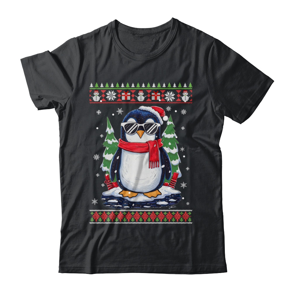 Funny Christmas Penguin With Sunglasses Ugly Christmas Shirt & Sweatshirt | teecentury
