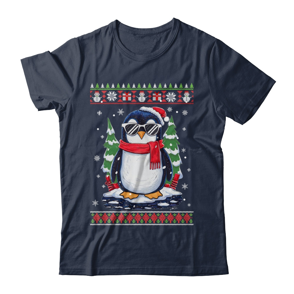 Funny Christmas Penguin With Sunglasses Ugly Christmas Shirt & Sweatshirt | teecentury
