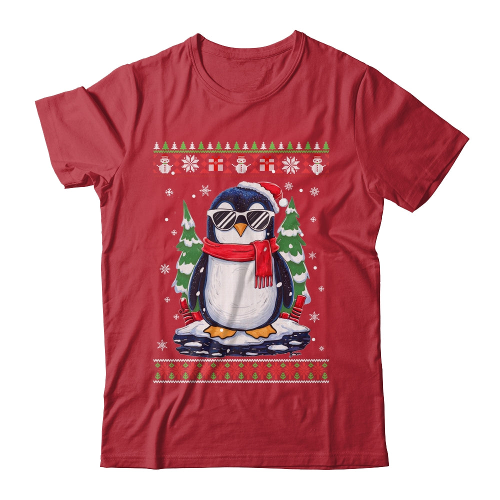 Funny Christmas Penguin With Sunglasses Ugly Christmas Shirt & Sweatshirt | teecentury