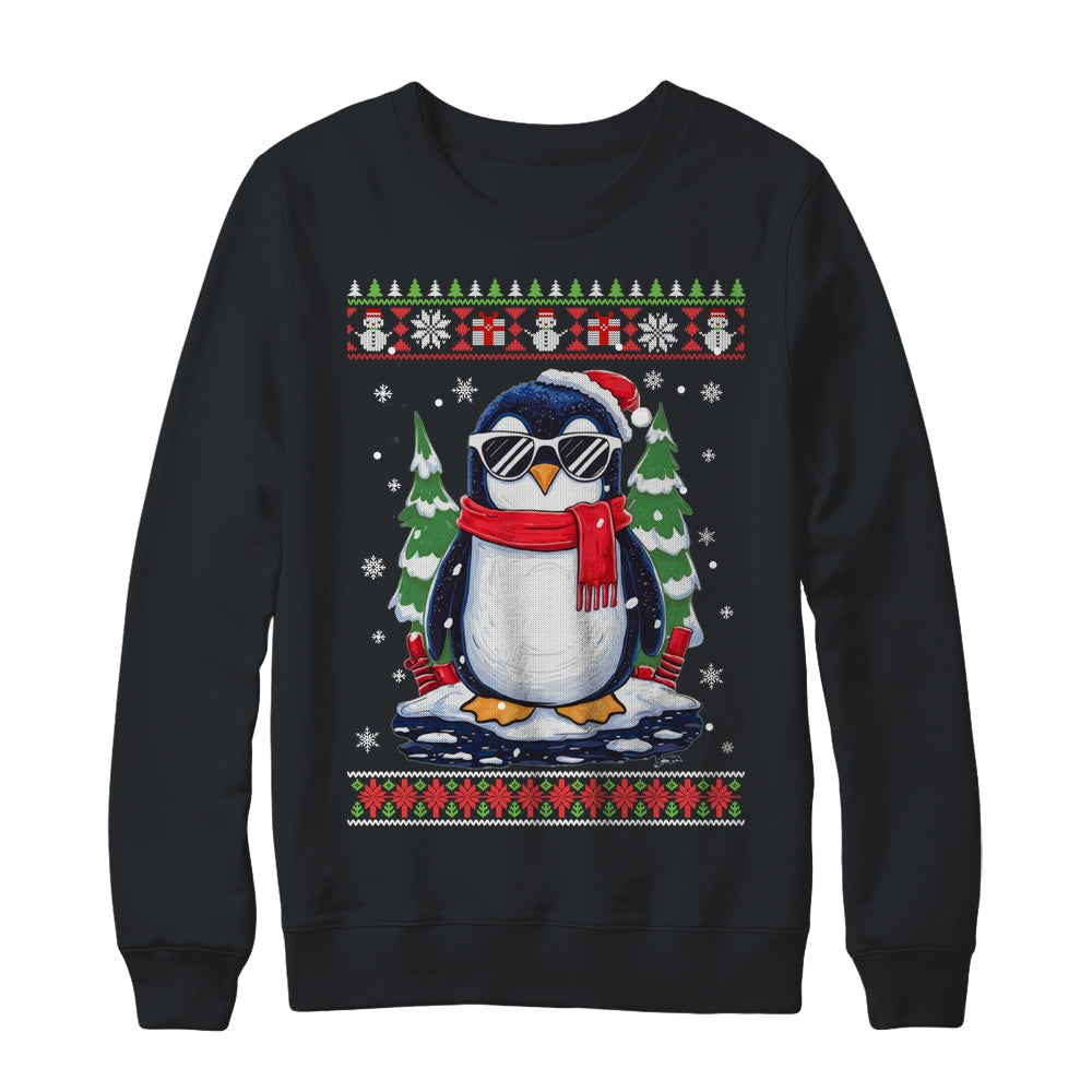 Funny Christmas Penguin With Sunglasses Ugly Christmas Shirt & Sweatshirt | teecentury