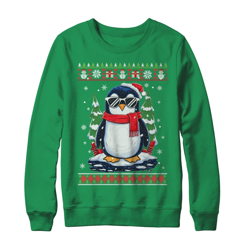 Funny Christmas Penguin With Sunglasses Ugly Christmas Shirt & Sweatshirt | teecentury