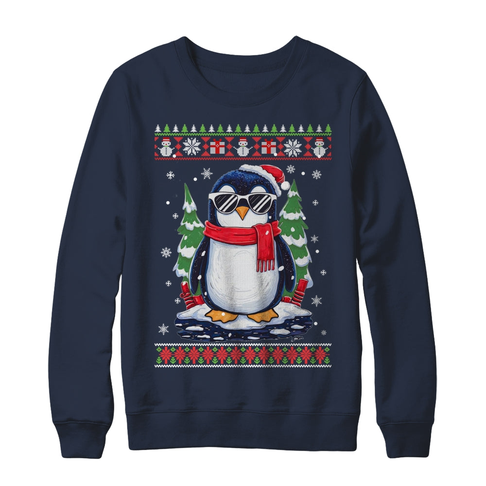 Funny Christmas Penguin With Sunglasses Ugly Christmas Shirt & Sweatshirt | teecentury