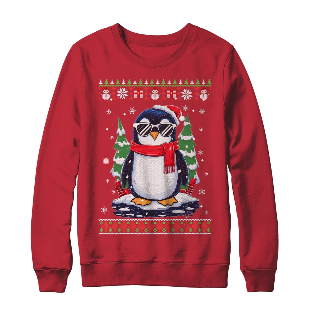 Funny Christmas Penguin With Sunglasses Ugly Christmas Shirt & Sweatshirt | teecentury