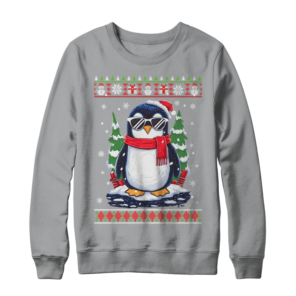 Funny Christmas Penguin With Sunglasses Ugly Christmas Shirt & Sweatshirt | teecentury