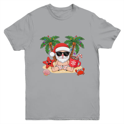 Funny Christmas Santa Hawaiian Beach Xmas Palm Tree Tropical Youth Shirt | teecentury
