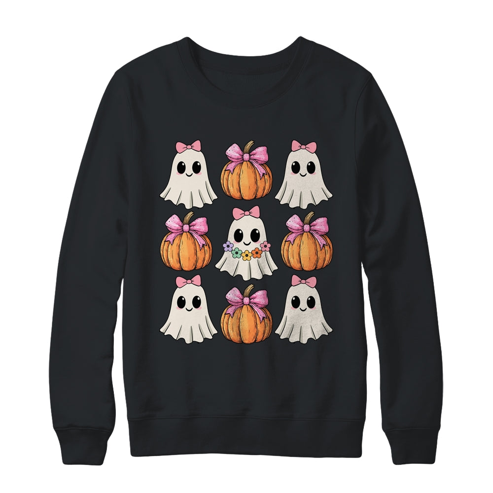 Funny Coquette Bow Pumpkin Halloween Ghost Spooky Season Shirt & Sweatshirt | teecentury