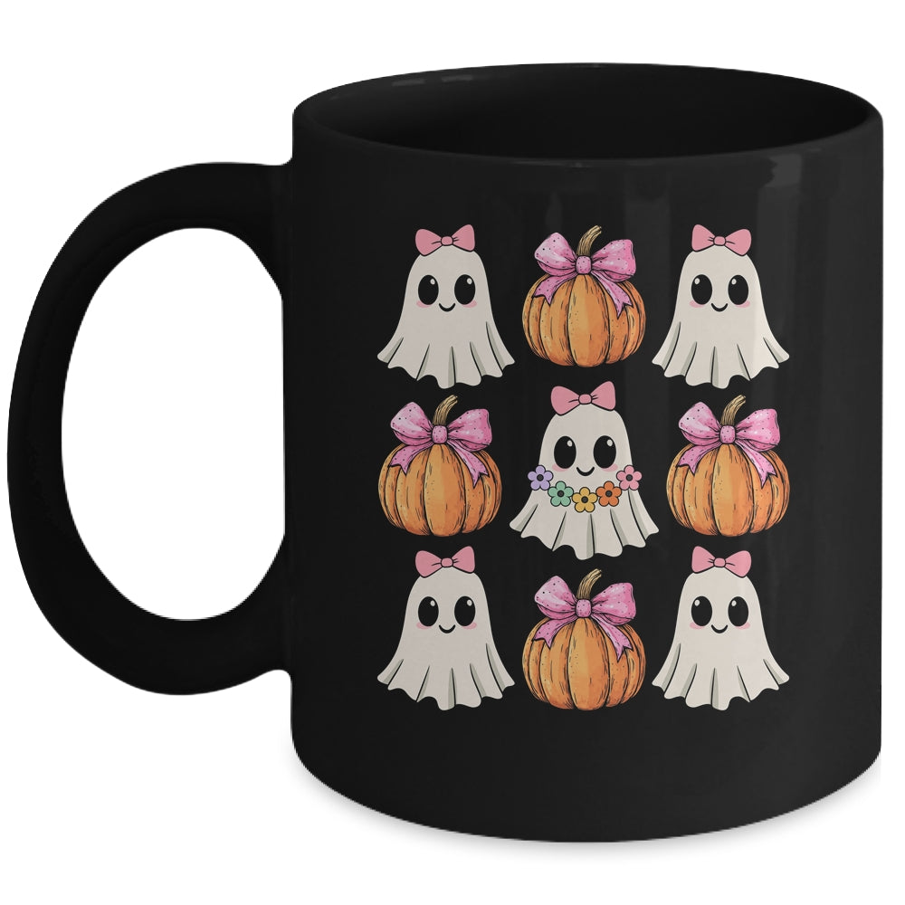 Funny Coquette Bow Pumpkin Halloween Ghost Spooky Season Mug | teecentury