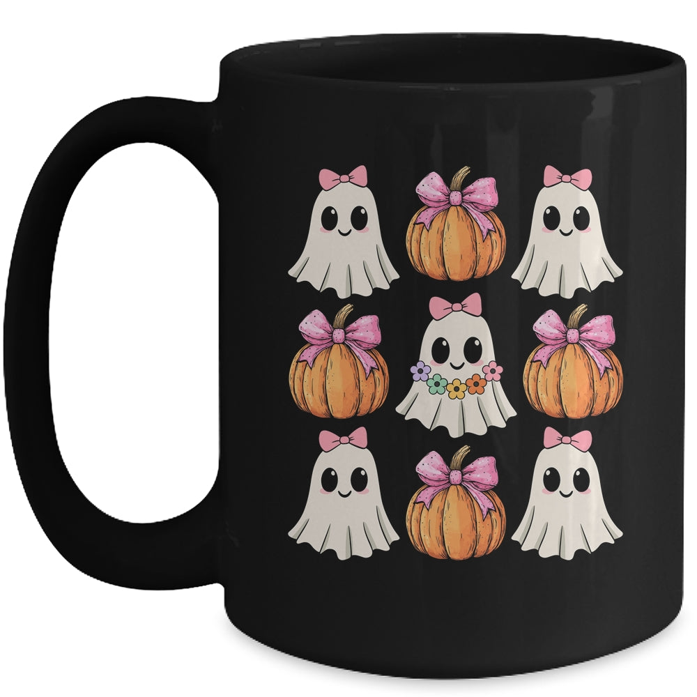 Funny Coquette Bow Pumpkin Halloween Ghost Spooky Season Mug | teecentury