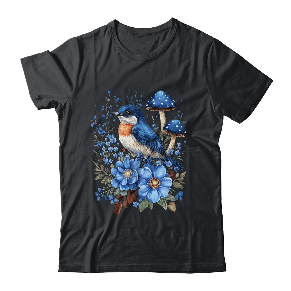 Funny Cute Bird Aesthetic Cottagecore Floral Bluebird Women Shirt & Tank Top | teecentury