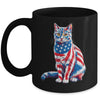 Funny Cute Cat Green Eyes USA Flag 4th Of July Cat Lover Mug | teecentury
